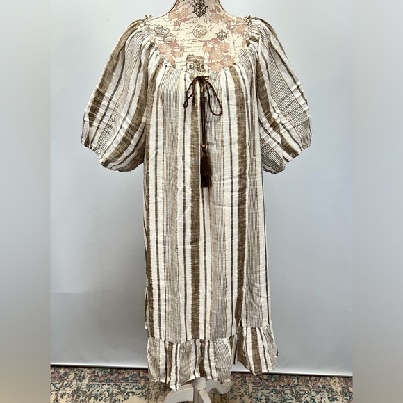 MLLE GABRIELLE Taupe and cream stripe dress size‎ 3X. - Picture 1 of 13